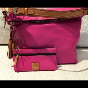 Dooney&Bourke Smooth Leather Fuchsia Hobo & Pouch